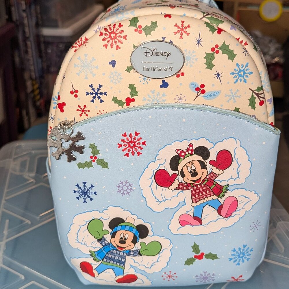 NEW! Disney Mickey & Minnie Snow Angels Her Universe Mini Backpack
